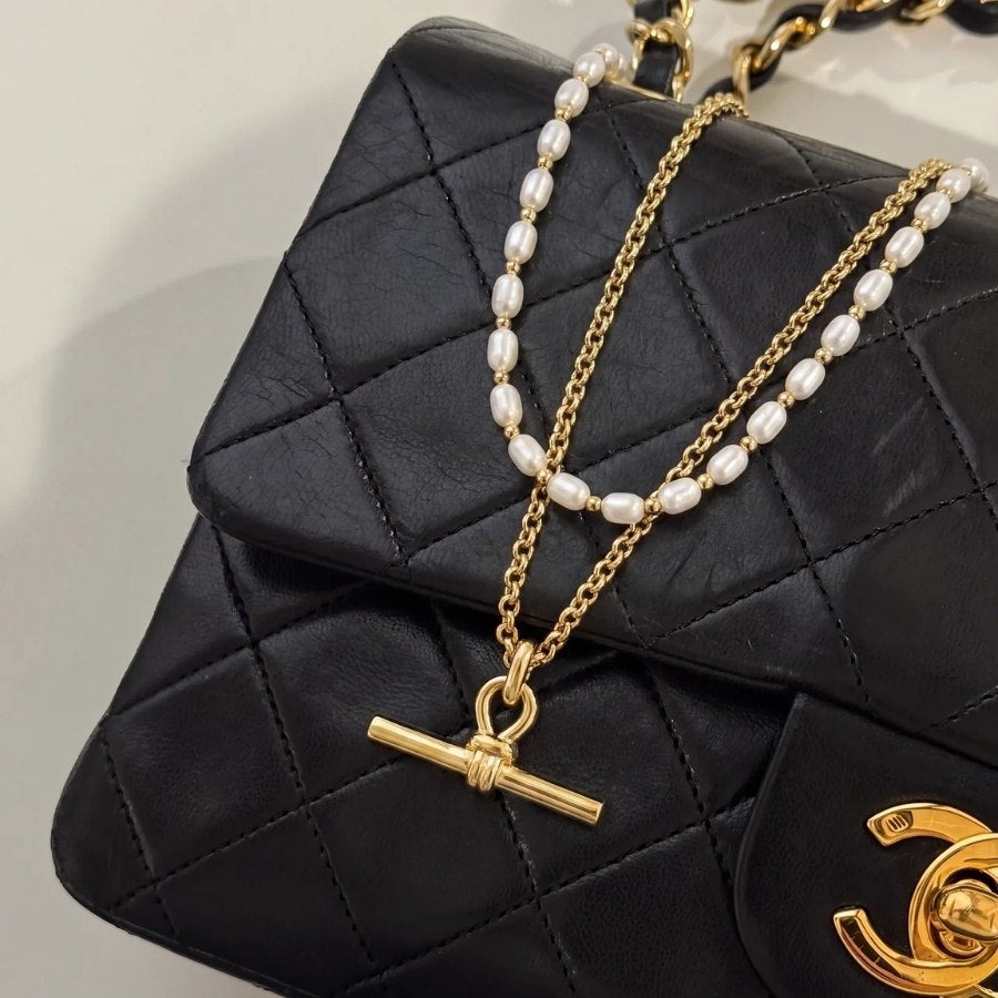 Pearl T-Bar Necklace Set