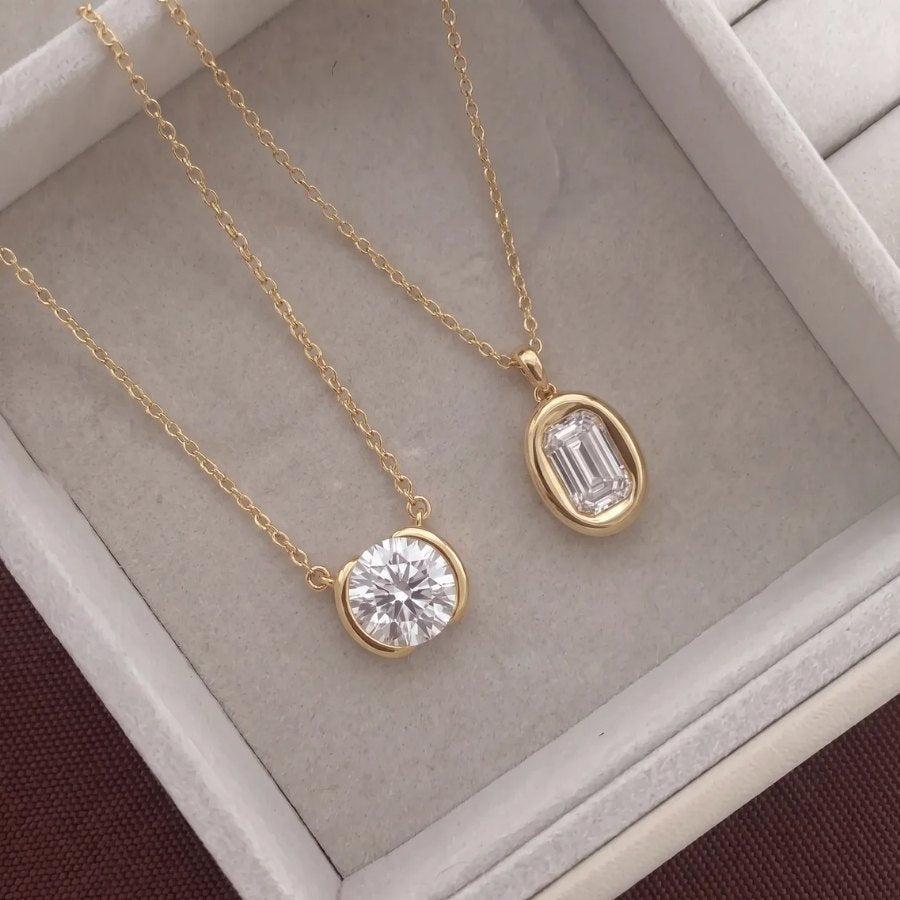 Moissanite Bezel Pendant Necklace
