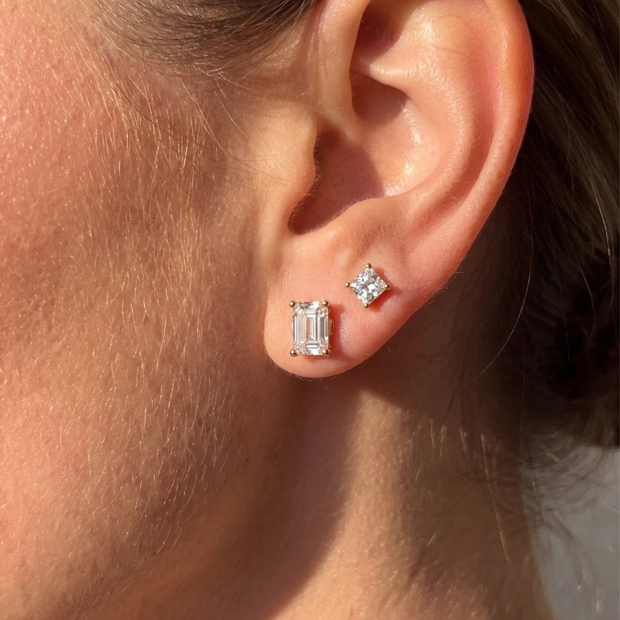 Princess Cut Moissanite Stud Earrings