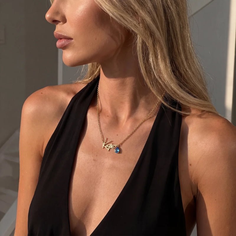 Birthstone Name Necklace