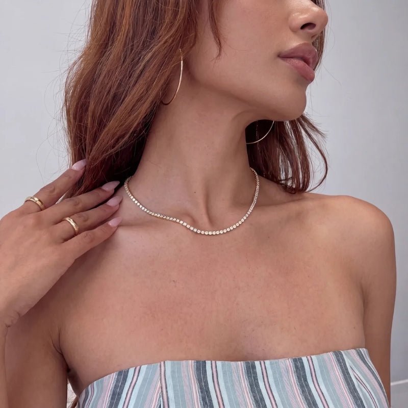 Crystal Choker Necklace - Gold Tennis