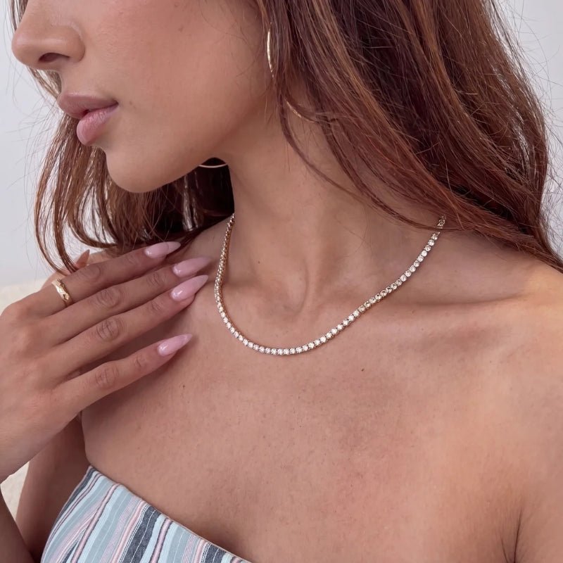 Crystal Choker Necklace - Gold Tennis