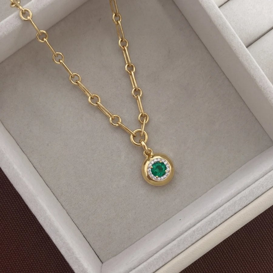 Emerald Halo Necklace