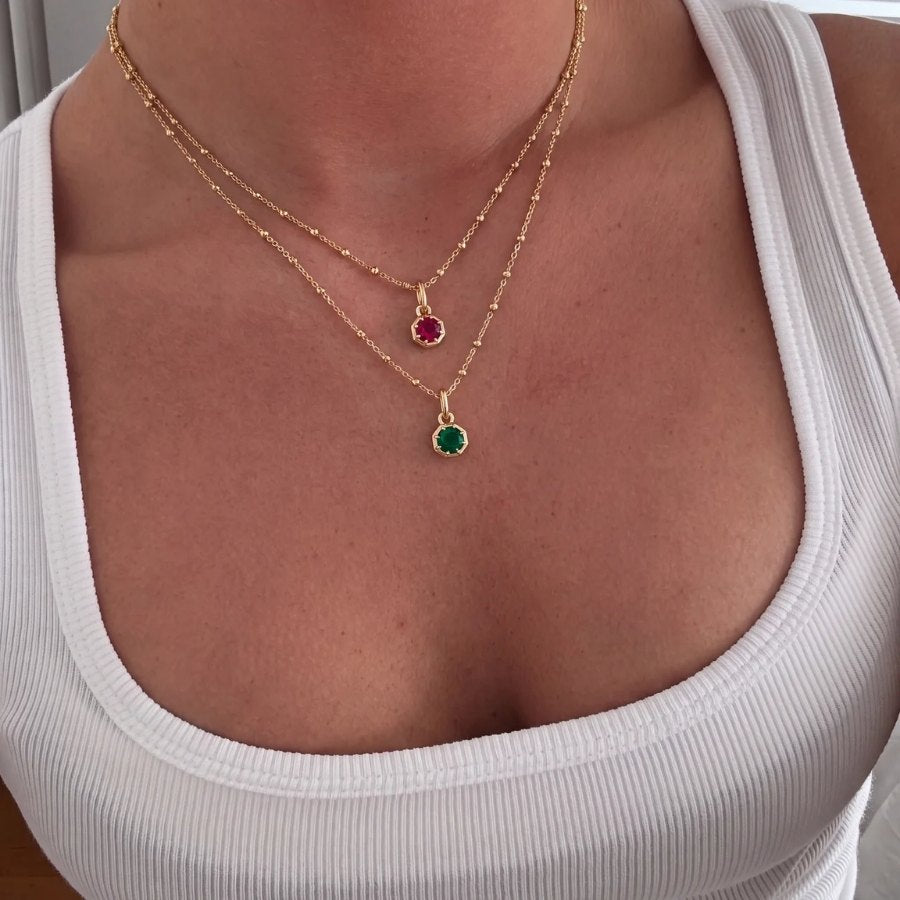 Octagon Gemstone Necklace