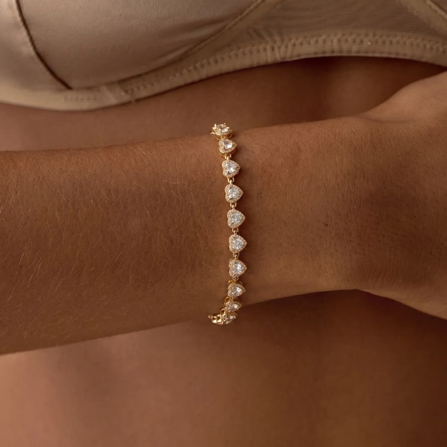 Gull Hjerte Halo Armbånd