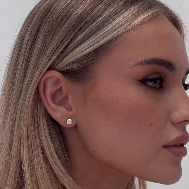 Gold Stud Earrings - Mini Tennis