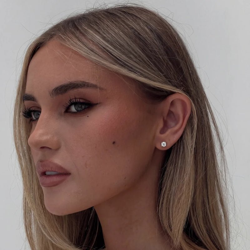Gold Stud Earrings - Mini Tennis