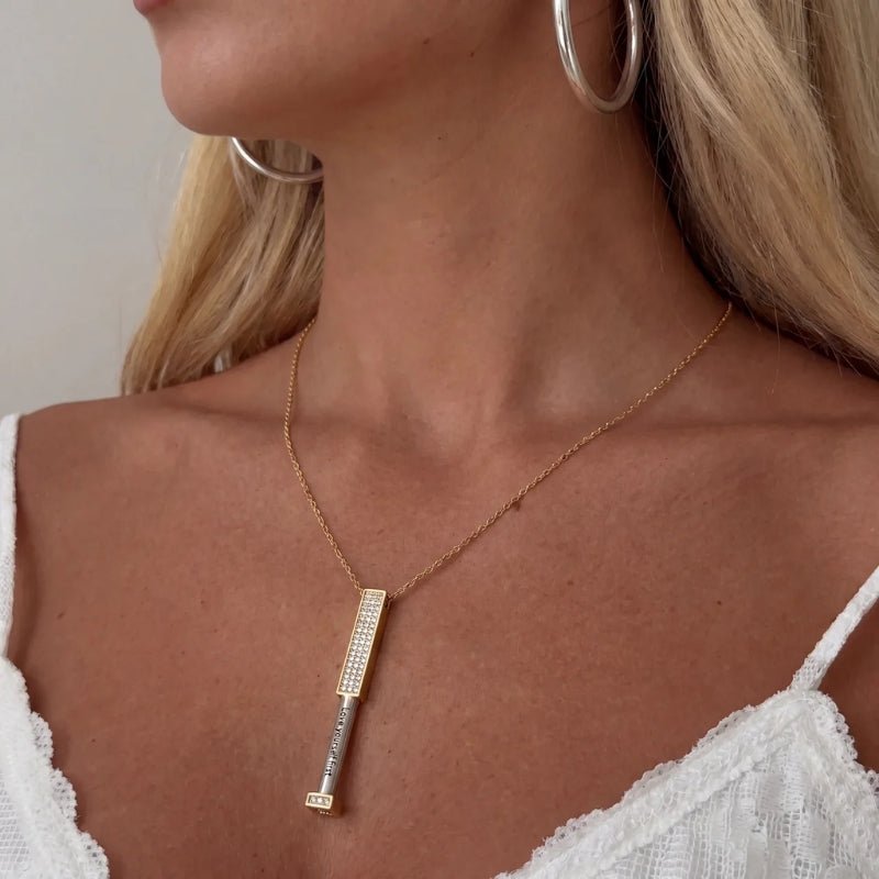 Hidden Message Necklace - Engraved Gold Bar