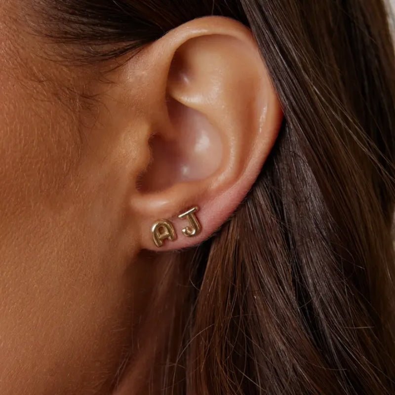 Initial Earrings - Bubble Letter