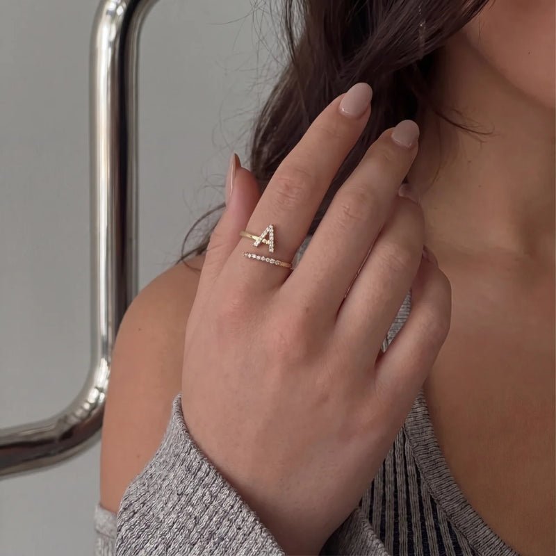 Initial Ring - Icy Pavé Adjustable