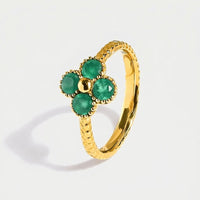 Clover Ring - Green Onyx Gemstone