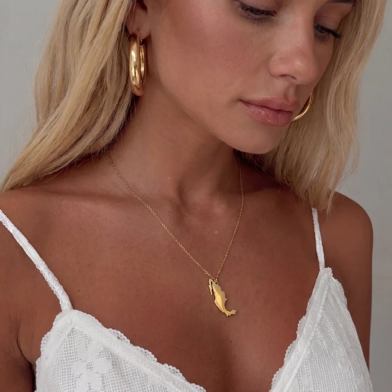 Map Necklace - Personalised Country Gold Pendant