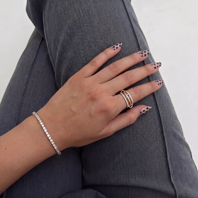 Pave Ring - Multi Layer Mixed Metal