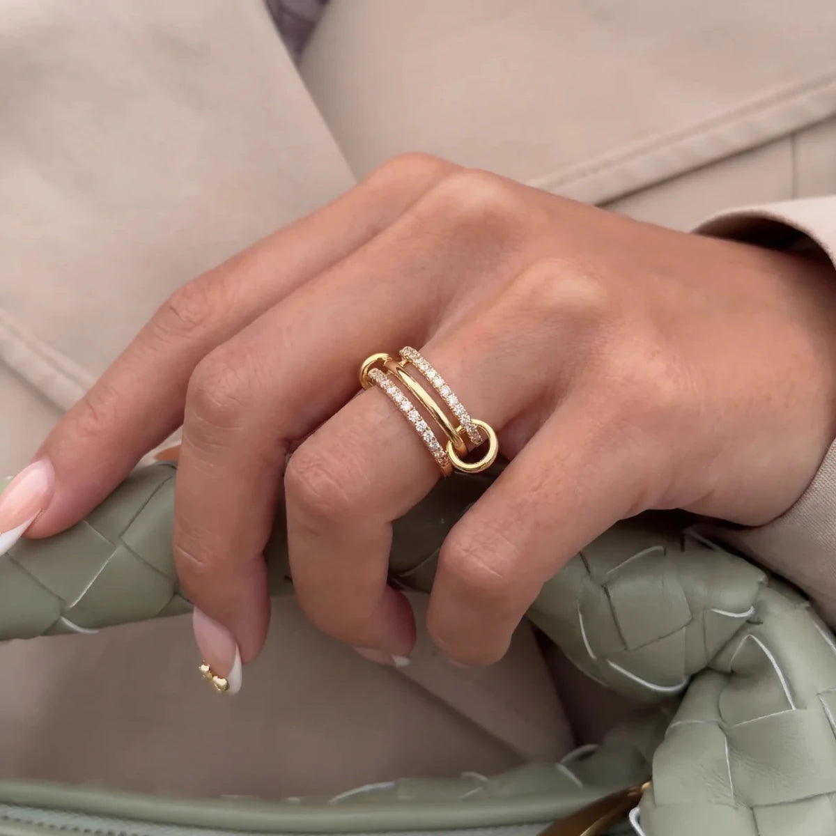 Pave Ring - Triple Linked Stack