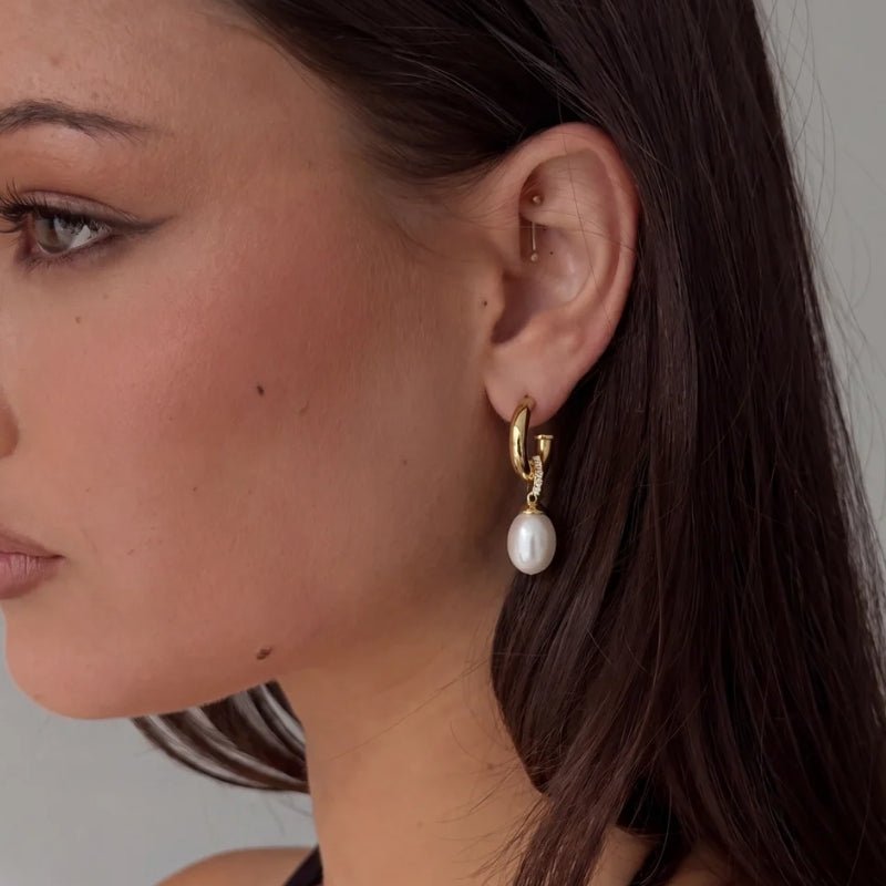 Pearl Drop Earrings - Nala Hoop