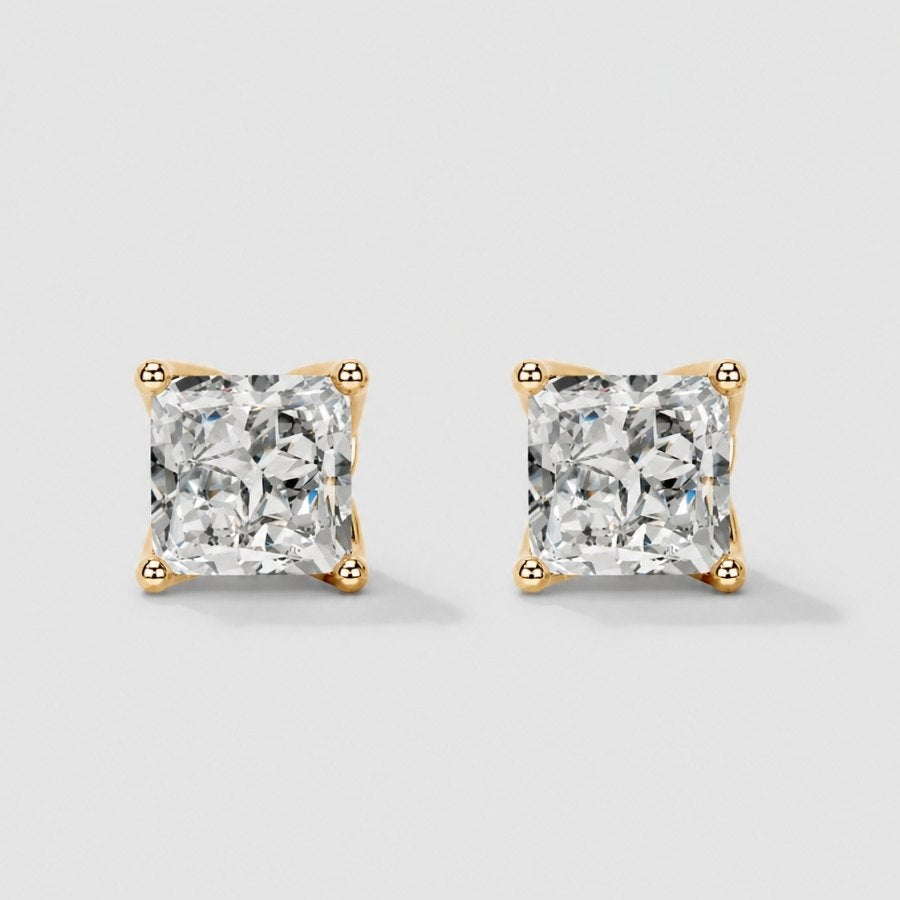 Princess Cut Moissanite Stud Earrings