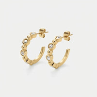Gold Hoop Earrings - Beaded Tennis