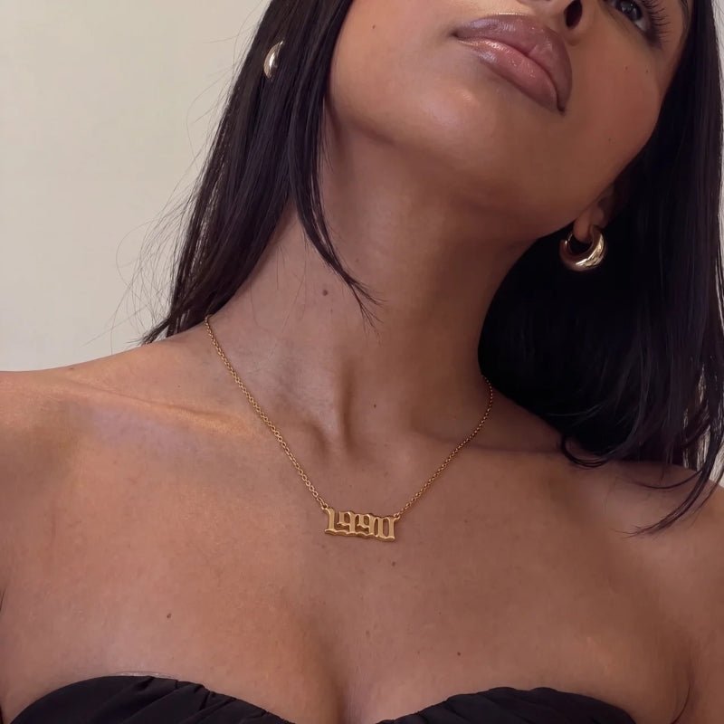 Birthdate Necklace - Personalised Gold Year