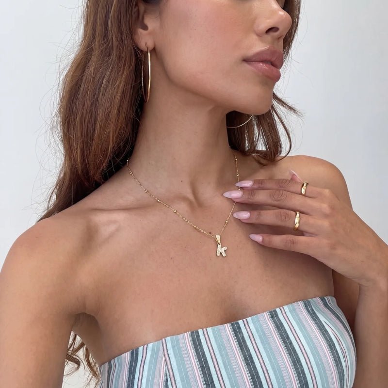 Bubble Initial Necklace - Custom Gold Letter