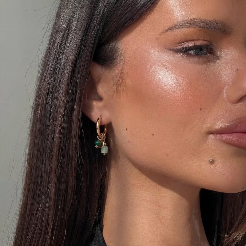 Charm Hoop Earrings - Wisdom Green