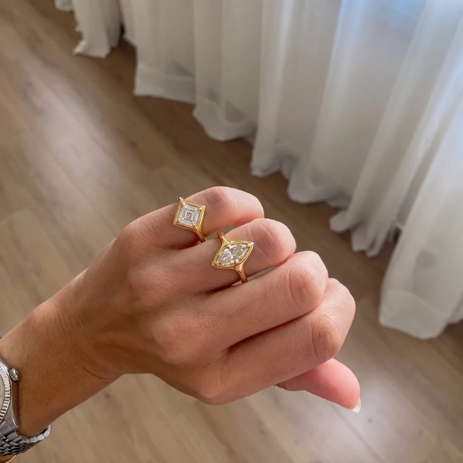 Moissanite Compass Signet Ring