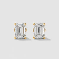 Emerald Cut Moissanite Stud Earrings