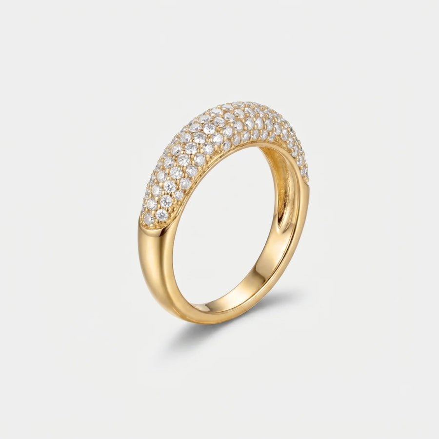 Full Pavé Dome Band Ring in 18K gold or sterling silver