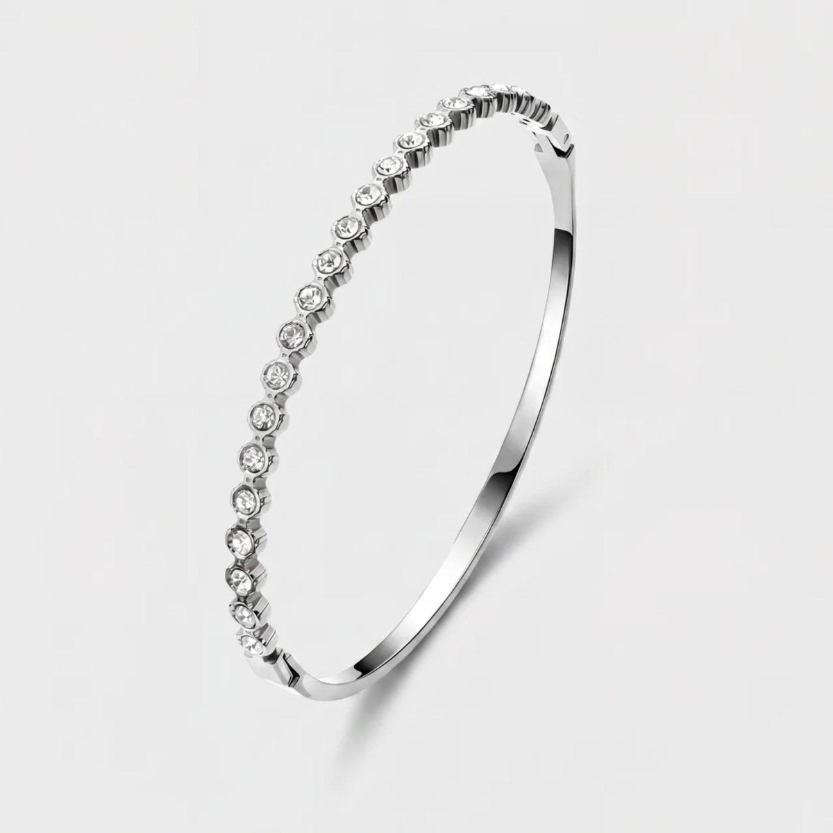Gold Bangle Bracelet - Tennis Pavé