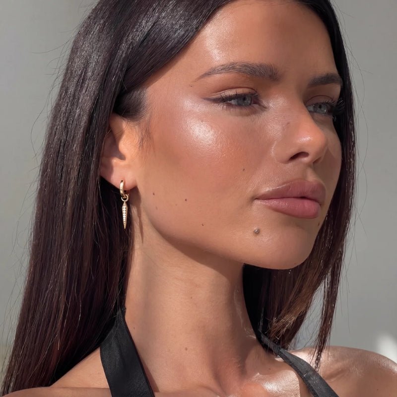 Gold Hoop Earrings - Vega Drop Pavé
