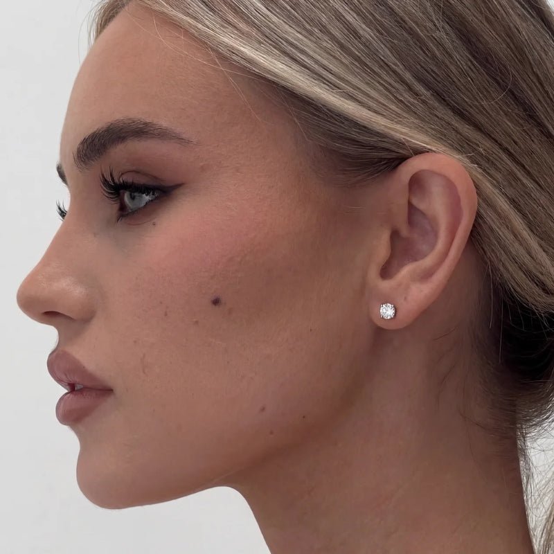 Gold Stud Earrings - Mini Tennis