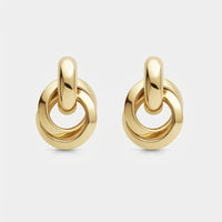 Double Hoop Earrings - Gold Knocker