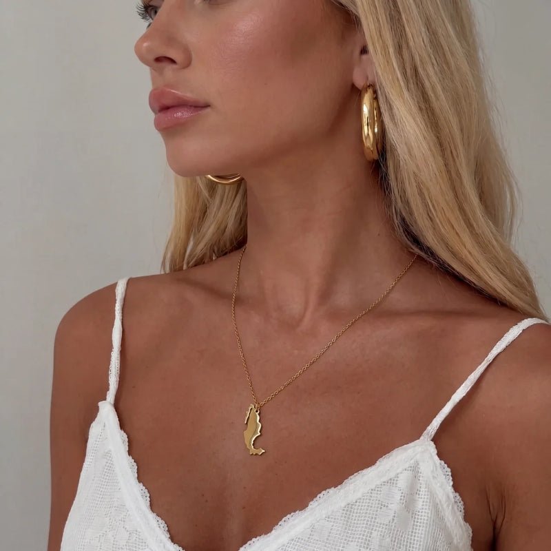 Map Necklace - Personalised Country Gold Pendant