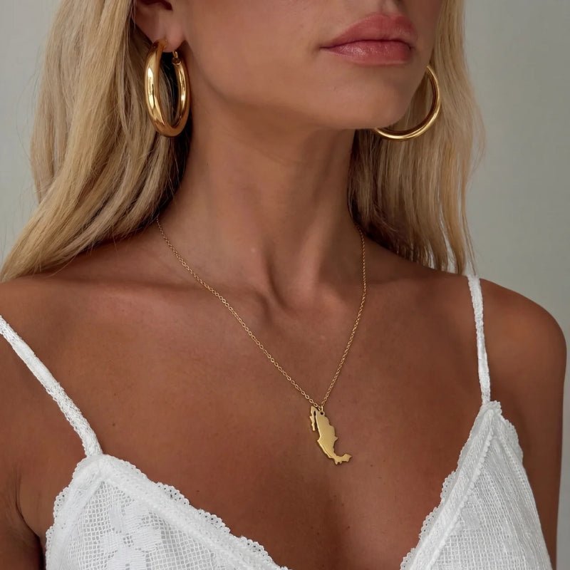 Map Necklace - Personalised Country Gold Pendant