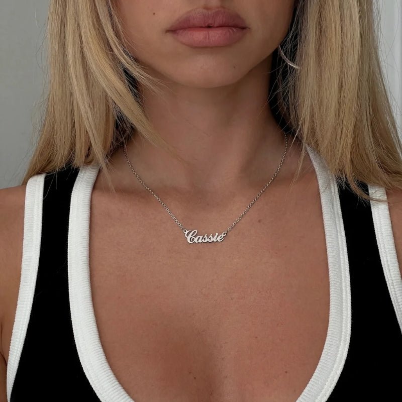 Name Plate Necklace - Gold Plated Personalised