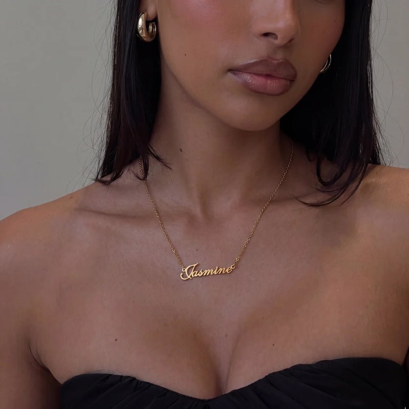 Name Plate Necklace - Gold Plated Personalised