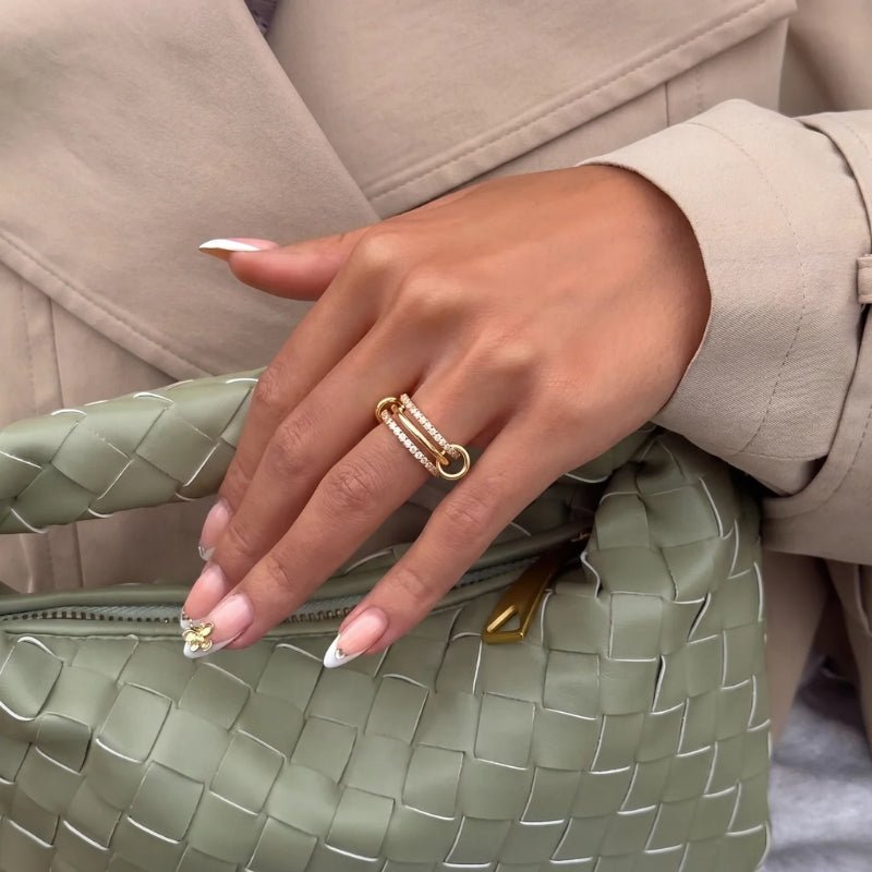 Pave Ring - Triple Linked Stack
