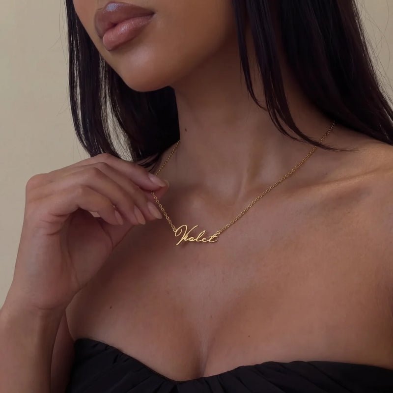 Signature Name Necklace - Dainty Gold Handwritten