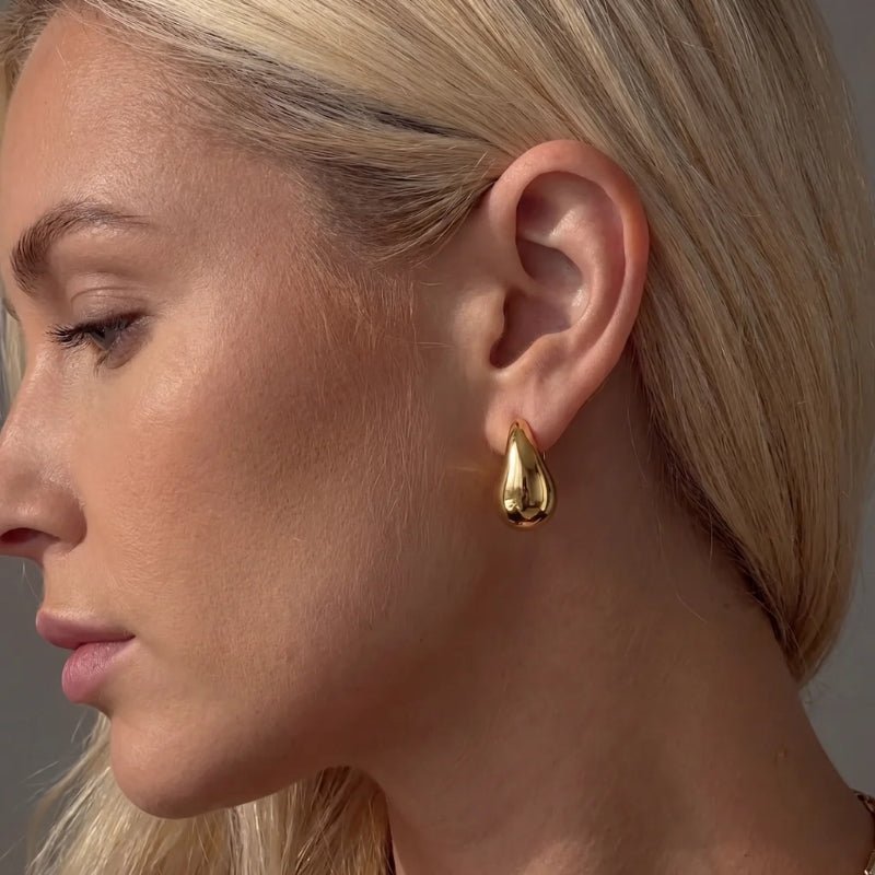 Teardrop Earrings - Chunky Drop Gold